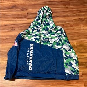 Seattle Seahawks Camo Pullover Hoodie - Blue/Green/White size see measurements